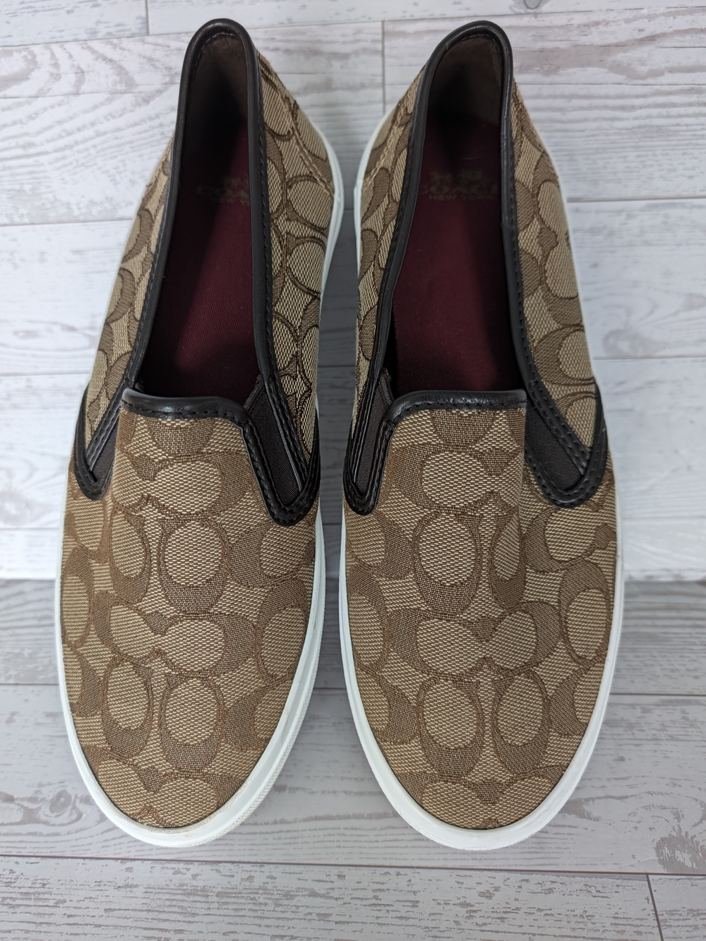 Coach Signature C Monogram Slip On Fashion Sneakers Women's Size 8.5